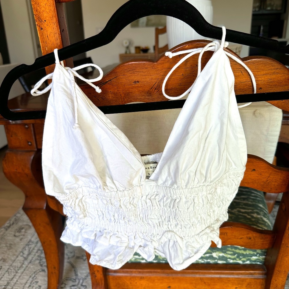 White fit & flare crop top